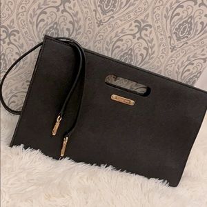Michael Kors genuine leather clutch black-gold